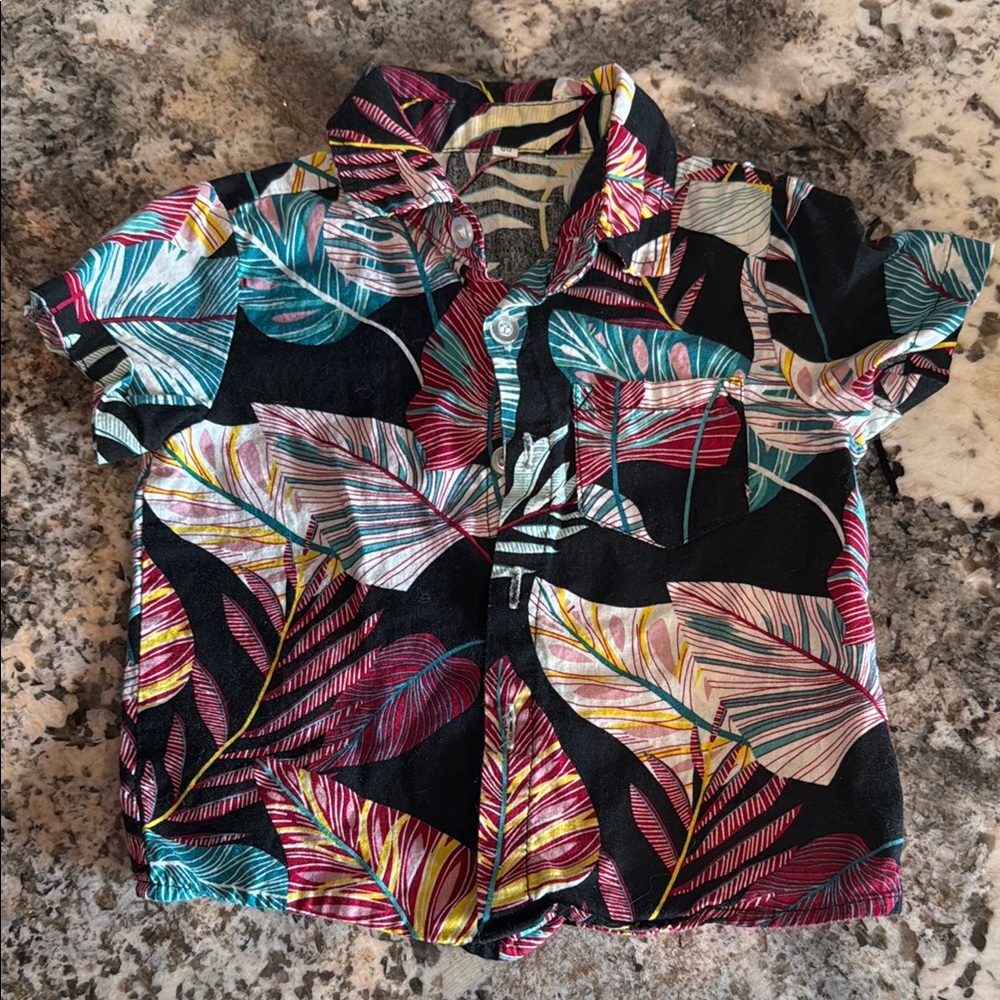 Tropical Leaf Print Kids Shirt